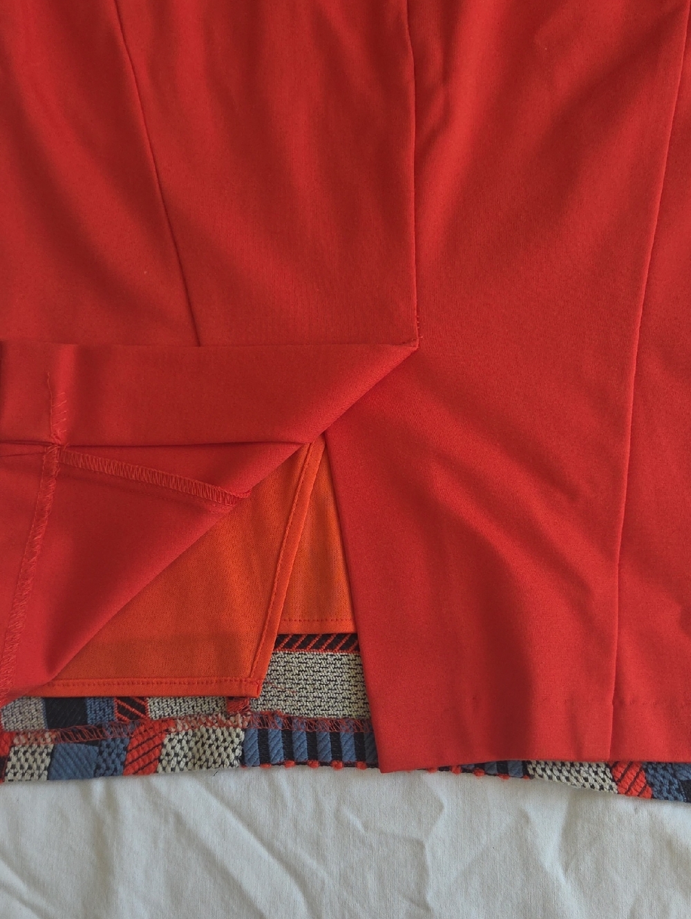 Eva Franco Anthropologie Geometric Print Pencil Skirt Orange Blue Cream Size 10 - Picture 7 of 9